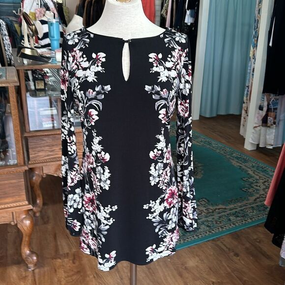 WHBM Black Floral Tunic/Dress Size Small - Picture 5 of 12